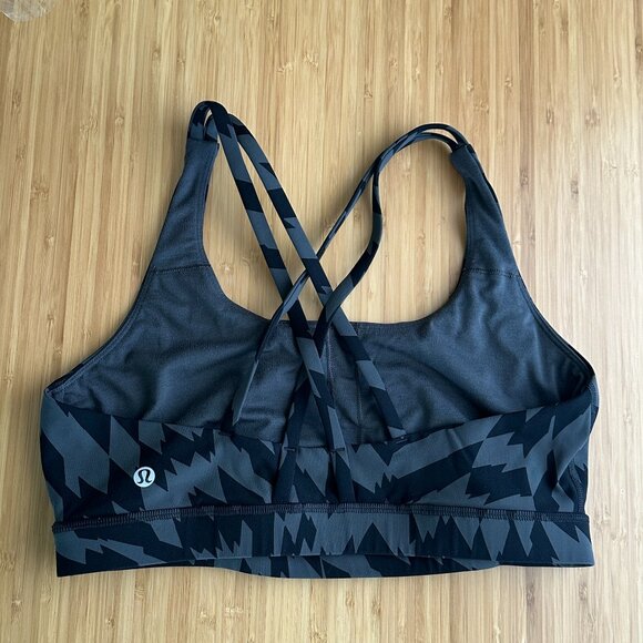 lululemon Energy Bra Medium Support B-D Cups Black/Grey Size 10 EUC - Picture 2 of 13